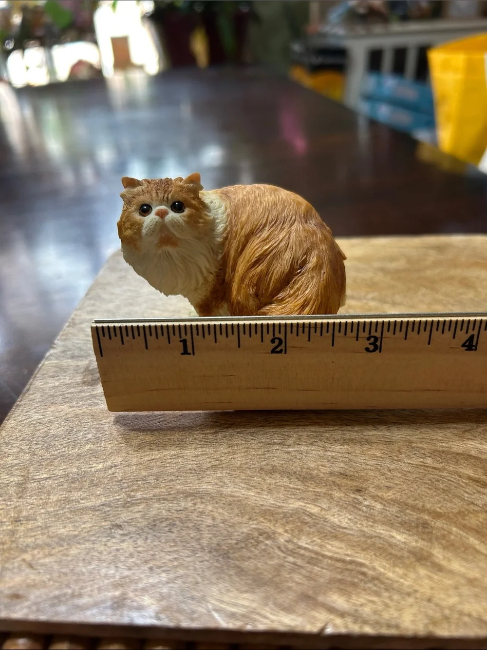 Vintage Hand-Painted Orange and White Persian Cat Resin Figurine